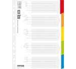 OFFICE dividers, A4, cardboard, 11 holes, assorted colors, 5 tabs