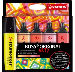 STABILO BOSS ORIGINAL surligneur Arty, étui en carton de 5 pièces en couleurs assorties