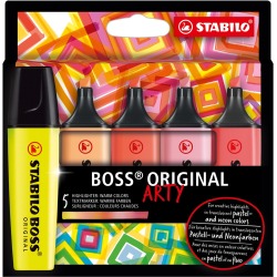 STABILO BOSS ORIGINAL surligneur Arty, étui en carton de 5 pièces en couleurs assorties