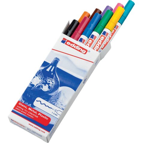 Edding marqueur peinture 751, set de 10 pièces en couleurs assorties