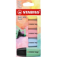 STABILO BOSS MINI pastel surligneur, couleurs assorties, blister de 5 pièces