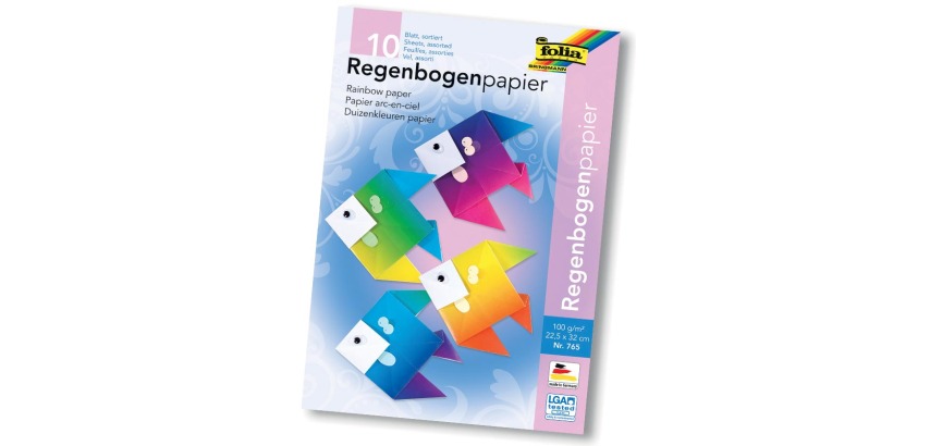 Folia Regenbogenpapier, 100 g, Format 22 x 32 cm, assortierte Farben, Packung mit 10 Blättern