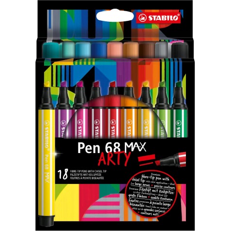 STABILO pen 68 feutre MAX ARTY, étui de 18 pièces, assorti