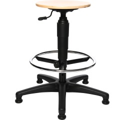 Topstar tabouret Tec 60, avec anneau repose-pieds chromé, avec patins, en bois