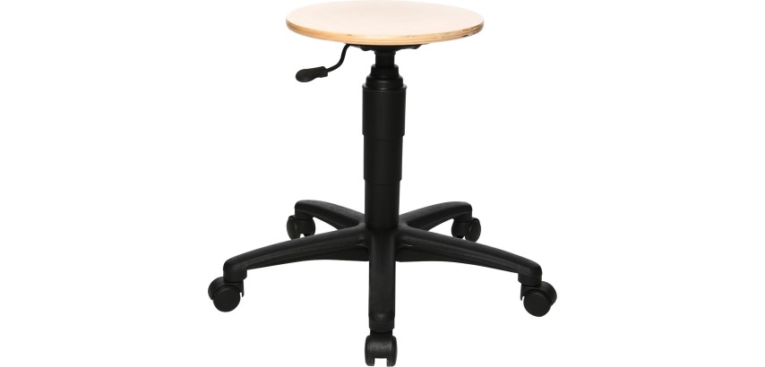 Topstar stool Tec 60, without footrest ring, with wheels, in wood