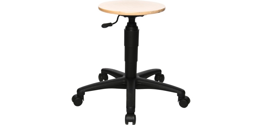 Topstar tabouret Tec 60, sans anneau repose-pieds, avec roues, en bois