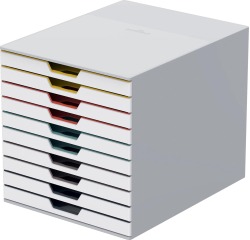 Durable Varicolor® 10-drawer white filing module with colored edge