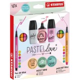En_set stabilo pastel love mini world pen 68 / point 88 / boss 18 unidades surtidas