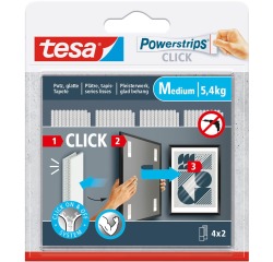 Adhésif tesa Powerstrips Click Medium 4 paires blanc