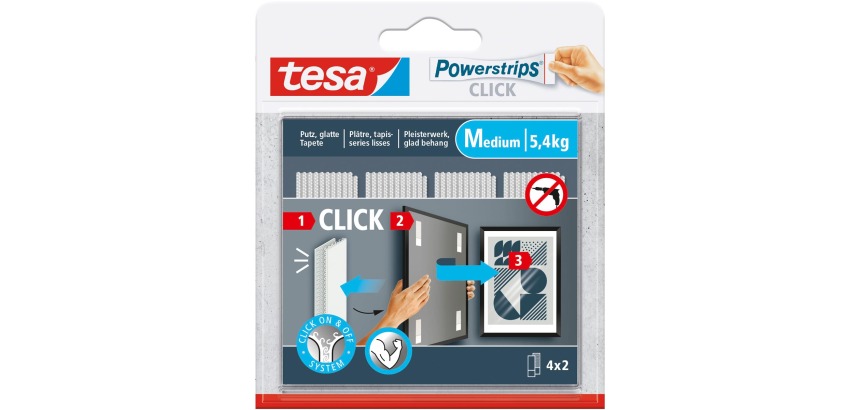 tesa Powerstrips Click Medium Adhesive 4 pairs white