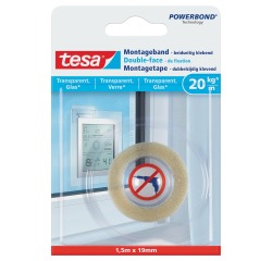 Tesa Powerbond montagetape Transparant, 19 mm x 1,5 m