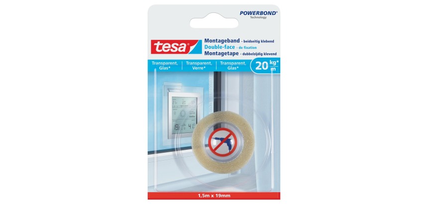 Powerbond double face de montage Transparent, 19 mm x 1,5 m