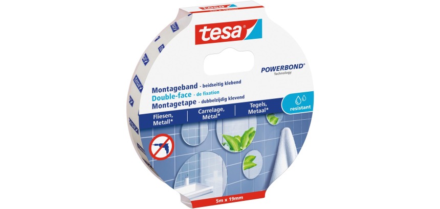 Tesa Powerbond doppelseitiges Montageband Wasserdicht, 19 mm x 5 m