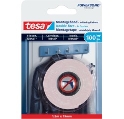 Tesa Powerbond montagetape Tegels en Metaal, 19 mm x 1,5 m