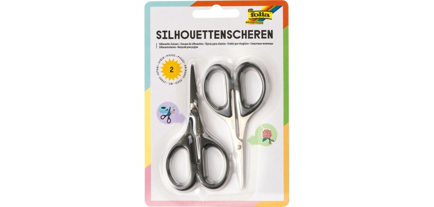 Folia silhouetschaar, ft 10,5 cm, scherpe punt, zwart, blister van 2 stuks