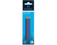 Schneider balpenvulling Take 4, geassorteerde kleuren, etui van 5 stuks