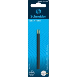 Schneider balpenvulling Take 4, zwart, etui van 2 stuks