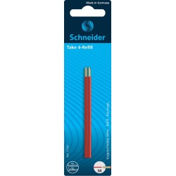 Schneider balpenvulling Take 4, rood, etui van 2 stuks