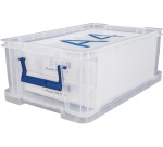 Bankers Box boîte de rangement 10 litres,transparent avec poignées bleues, emb. en carton