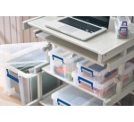 Bankers Box boîte de rangement 10 litres,transparent avec poignées bleues, set de 4 pcs emb en carton