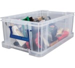 Bankers Box boîte de rangement 10 litres,transparent avec poignées bleues, set de 4 pcs emb en carton