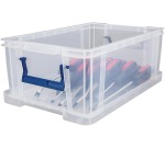 Bankers Box boîte de rangement 10 litres,transparent avec poignées bleues, set de 4 pcs emb en carton