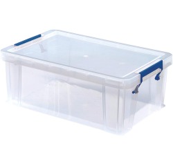 Bankers Box boîte de rangement 10 litres,transparent avec poignées bleues, set de 4 pcs emb en carton