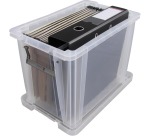 Bankers Box boîte de rangement 18,5 litres, transparent avec poignées bleues, emballée individ. en carton