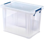 Bankers Box boîte de rangement 18,5 litres, transparent avec poignées bleues, emballée individ. en carton