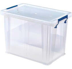 Bankers Box boîte de rangement 18,5 litres, transparent avec poignées bleues, emballée individ. en carton