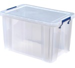 Bankers Box boîte de rangement 26 litres, transparent avec poignées bleues, emballée individ. en carton