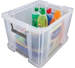 Bankers Box boîte de rangement 36 litres, transparent avec poignées bleues, emballée individ. en carton