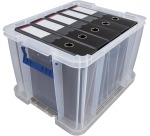Bankers Box opbergdoos 36 liter, transparant met blauwe handvaten, set van 3 stuks verpakt in karton