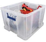 Bankers Box boîte de rangement 48 litres, transparent avec poignées bleues, emballée individ. en carton