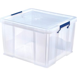Bankers Box boîte de rangement 48 litres, transparent avec poignées bleues, emballée individ. en carton