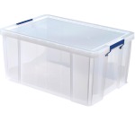 Bankers Box boîte de rangement 70 litres, transparent avec poignées bleues, emballée individ. en carton
