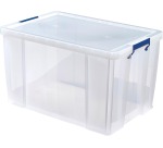 Bankers Box boîte de rangement 85 litres, transparent avec poignées bleues, emballée individ. en carton