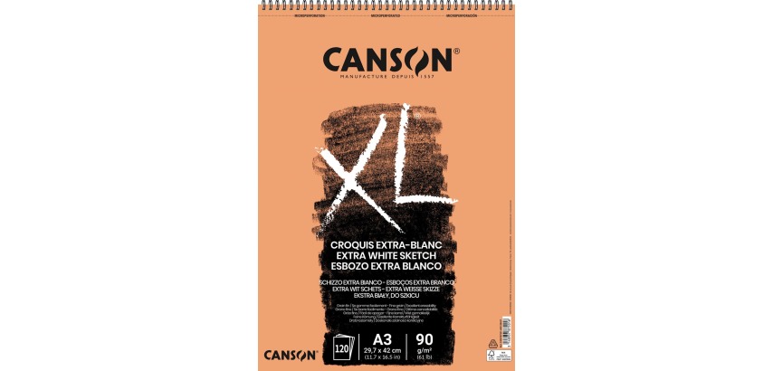 Canson Skizzenblock XL Extra White, 90 g/m², Format A3, 120 Blatt