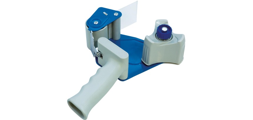 DONAU tape dispenser for packaging tape, metal, for rolls up to 50 mm, blue-gray