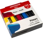 Amsterdam peinture acrylique primaire 120 ml, 5 tubes + 3 becs verseurs