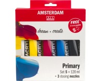 Amsterdam peinture acrylique primaire 120 ml, 5 tubes + 3 becs verseurs