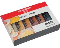 Amsterdam acrylverf tube van 20 ml, etui van 6 stuks, metallic