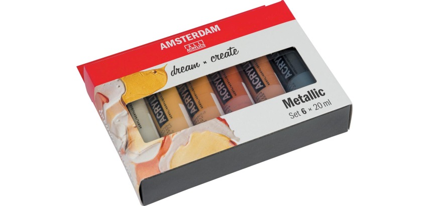 Amsterdam peinture acylique tube de 20 ml, étui de 6 pièces, métallique