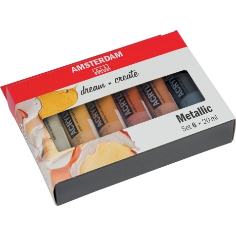 Amsterdam peinture acylique tube de 20 ml, étui de 6 pièces, métallique