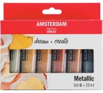 Amsterdam peinture acylique tube de 20 ml, étui de 6 pièces, métallique
