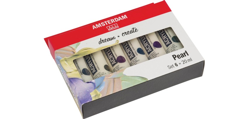 Amsterdam acrylic paint tube 20 ml, set of 6 pieces, pearl