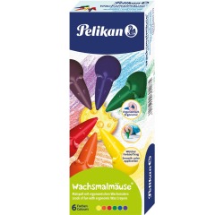 Pelikan craie à la cire en forme de souris, assorti, boîte de 6 pièces