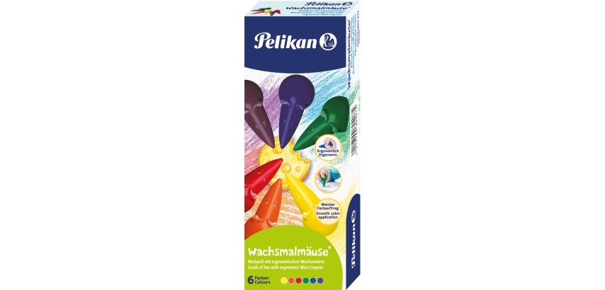 Pelikan wax chalk in the shape of a mouse, assorted, box of 6 pieces