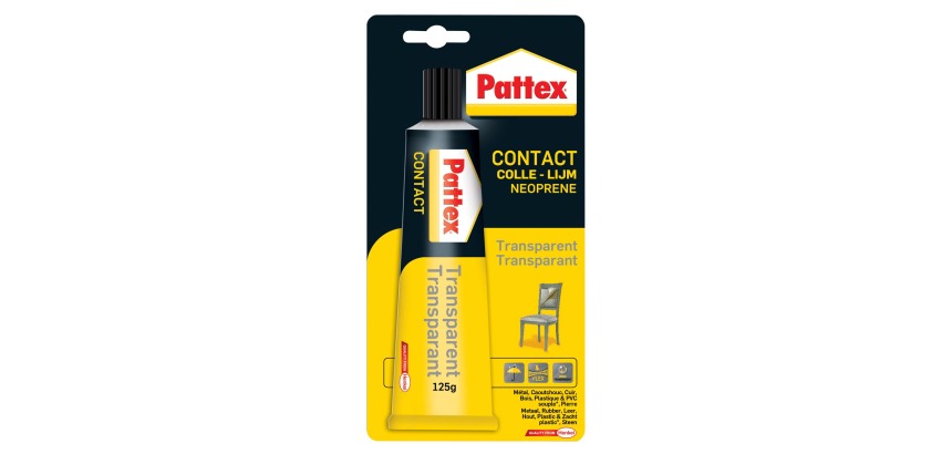 Pattex colle de contact Transparent, tube de 125 g, sous blister