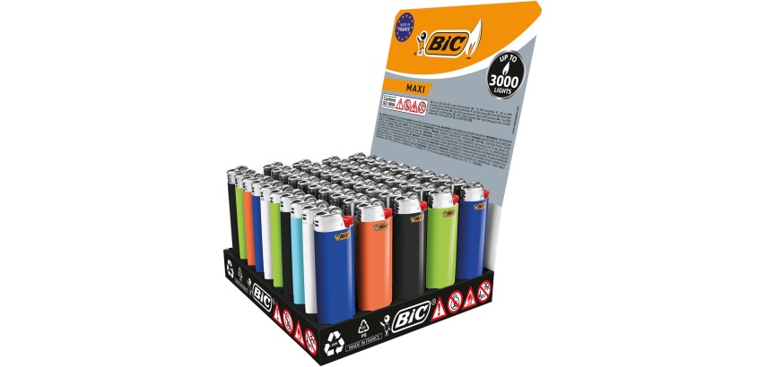BIC Maxi Feuerzeug mit Stein, Display mit 50 Stück